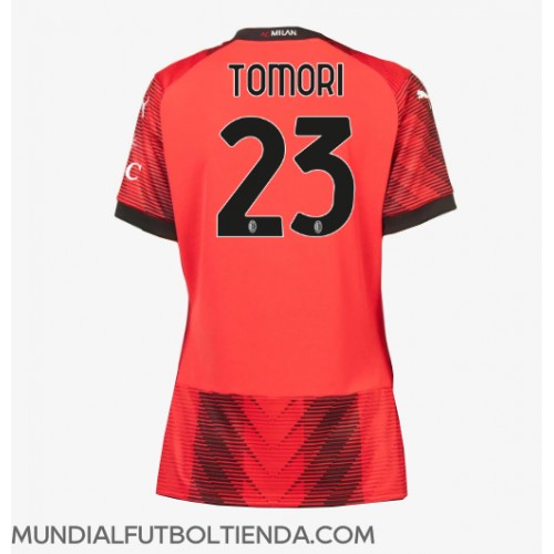 Camiseta AC Milan Fikayo Tomori #23 Primera Equipación Replica 2023-24 para mujer mangas cortas